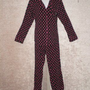 Beautiful DKNY Knit Black & Pink Polka Dot Pajamas sz L